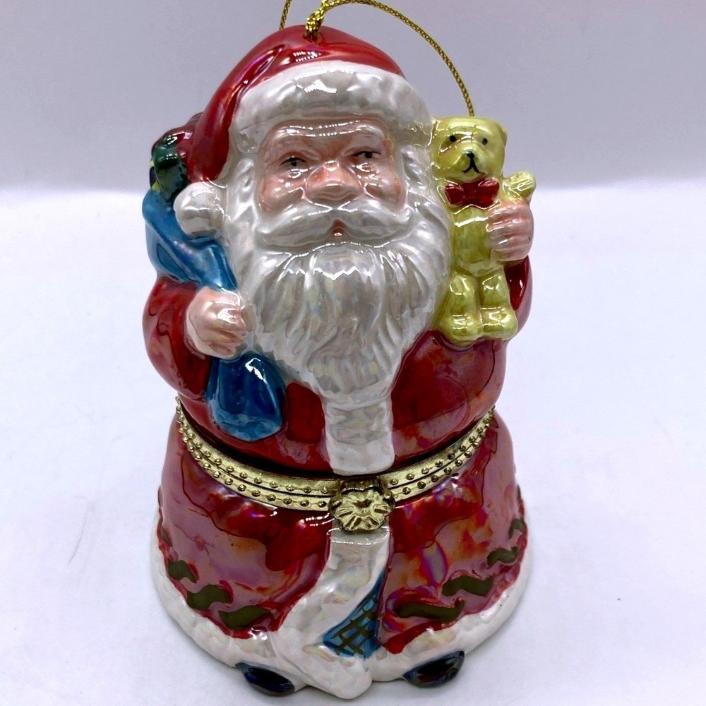 Santa Claus Musical Christmas Ornament Wind Up Jingle Bells Moving Santa Sleigh
